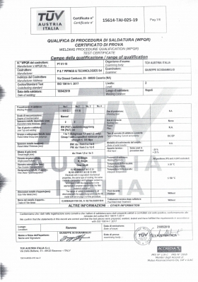 CERTIFICAZIONI AZIENDALI - WPQR 15614-TAI -025-19 - PIPINGS & TECHNOLOGIES SRL